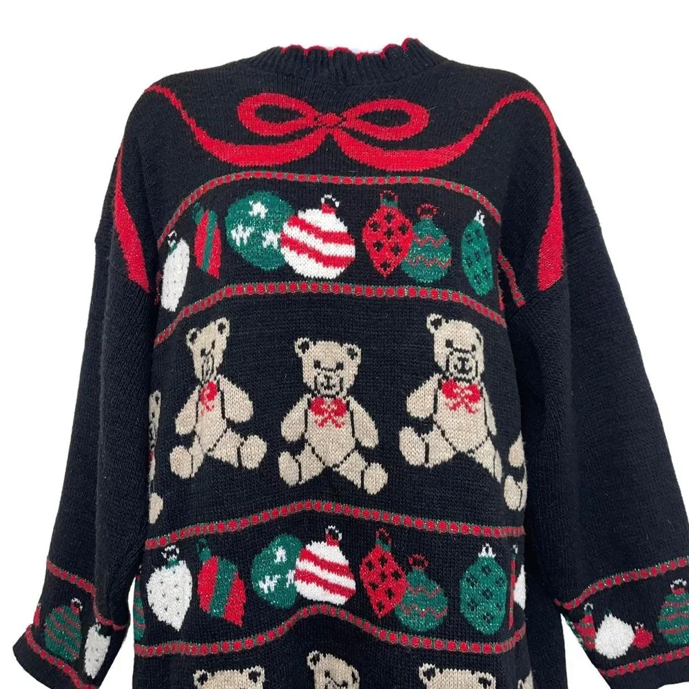 Vintage Nutcracker Pullover Sweater Womens L Teddy Bear Ugly Christmas Holiday - Picture 2 of 9